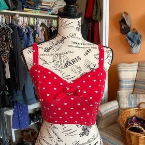 Red polka dot crop top